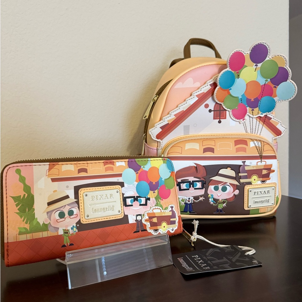 Loungefly Pixar Up Balloon Adventure Backpack and Wallet - Multicolor